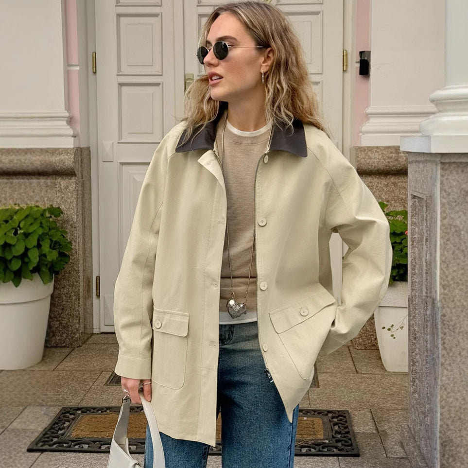 Veste décontractée bicolore en coton