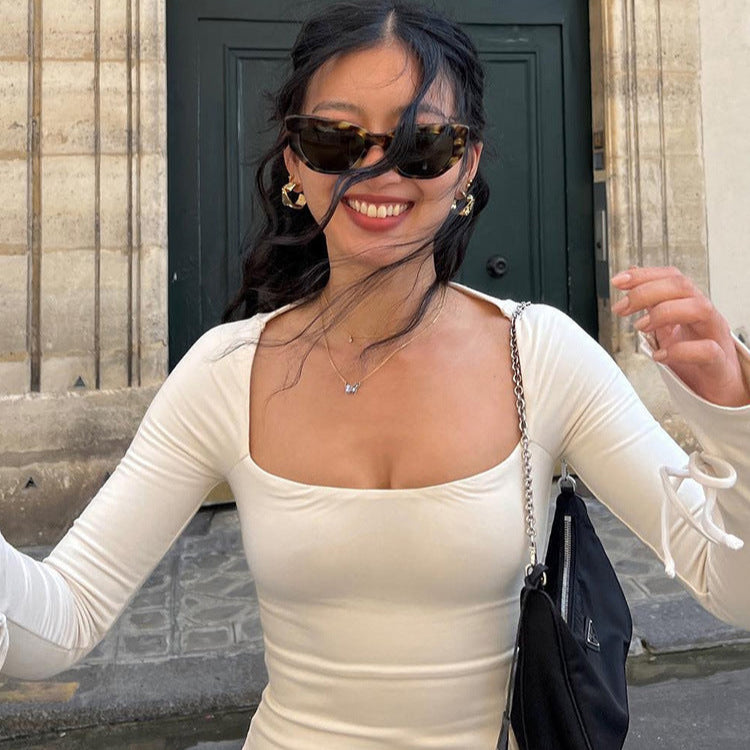 Robe Col Carré Manches Ballon