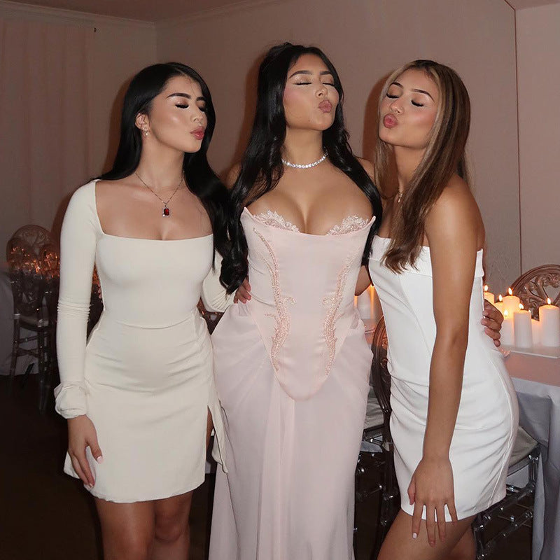 Robe Col Carré Manches Ballon