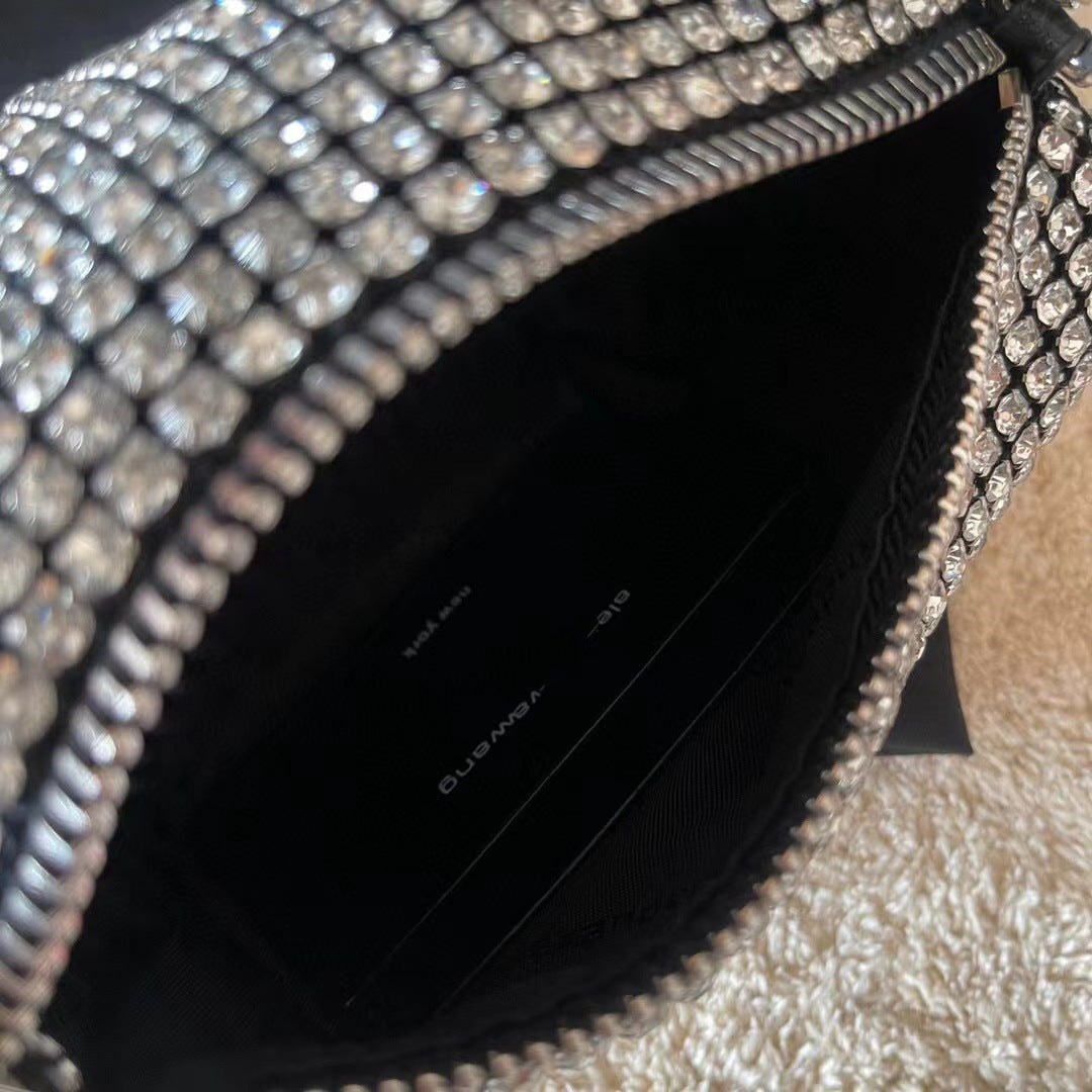 Mini Sac Strass Satin Élégant