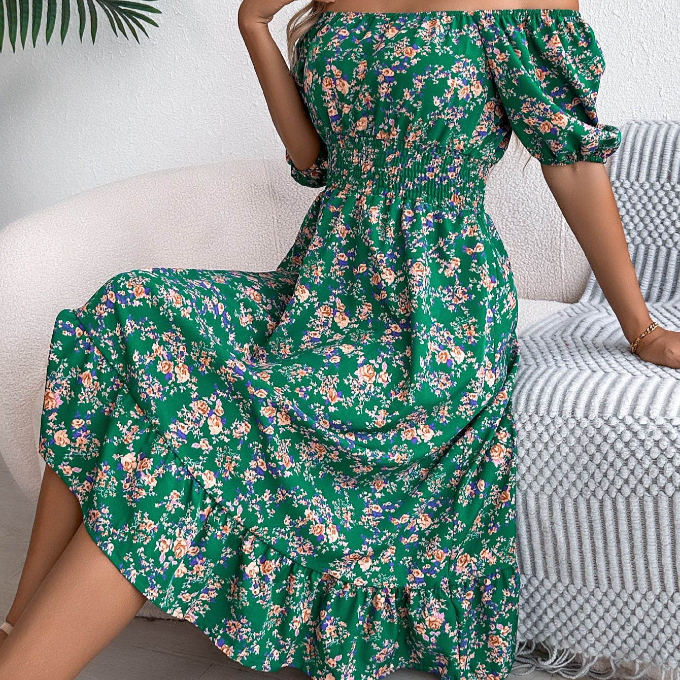 Robe Été Florale à Volants Élégante