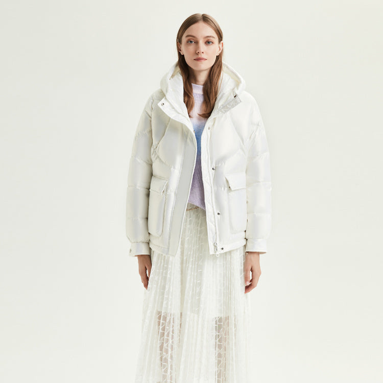 Doudoune courte à capuche femme