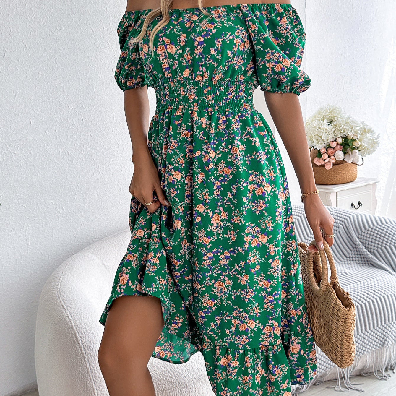 Robe Été Florale à Volants Élégante