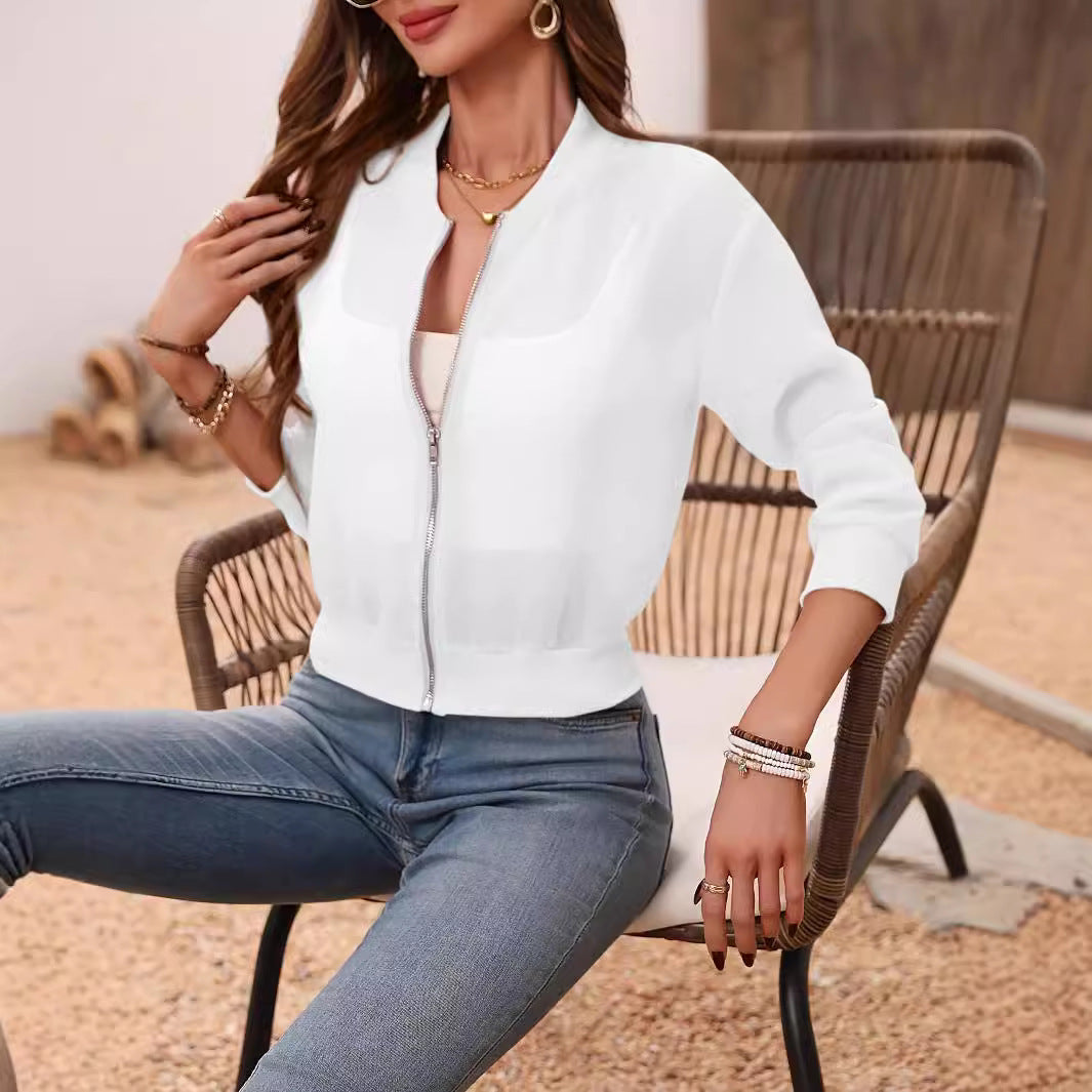 Manteau uni à fermeture éclair