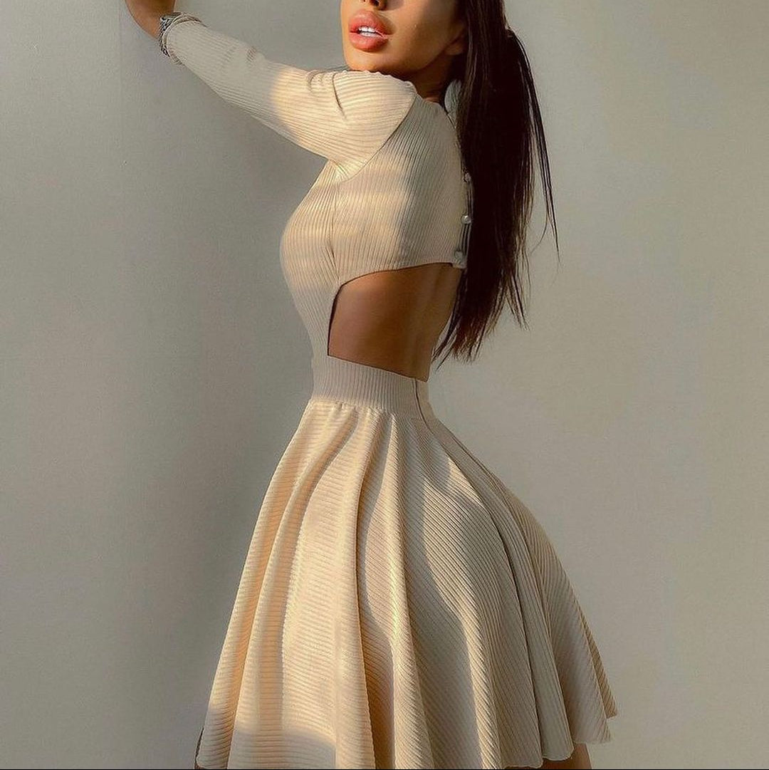 Robe Y2K Dentelée Manches Longues