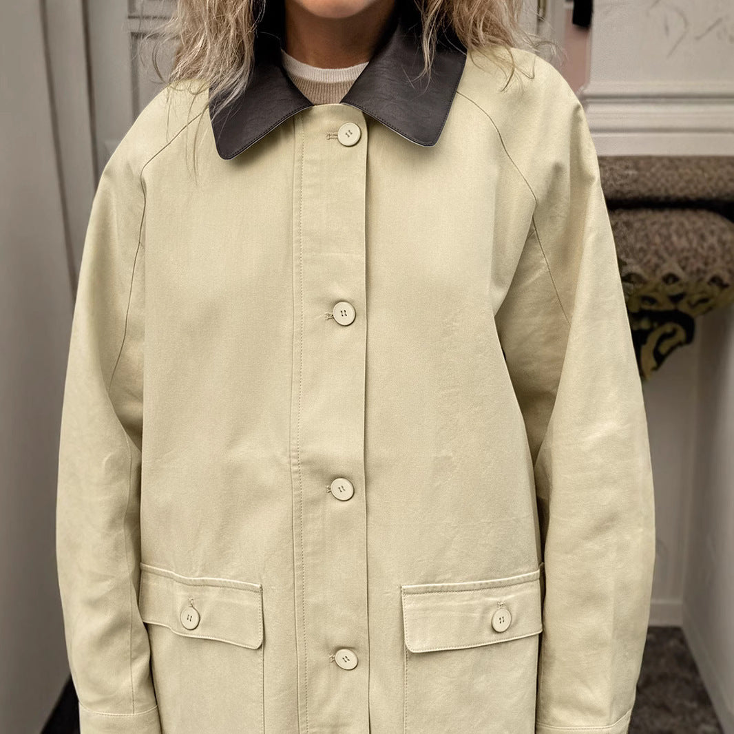 Veste décontractée bicolore en coton