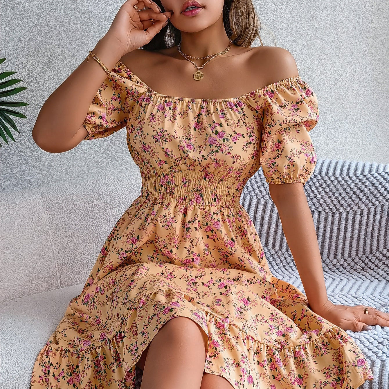 Robe Été Florale à Volants Élégante