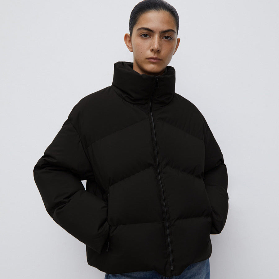 Doudoune blanche à col montant zippée