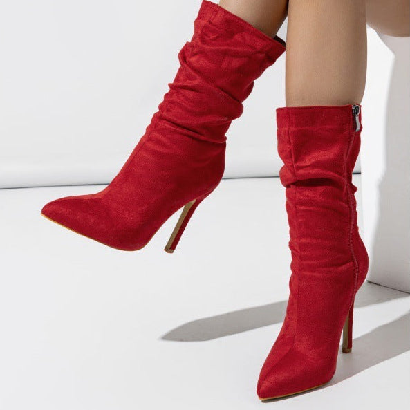 Bottes Mi-hautes Pointues Froncées