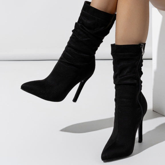 Bottes Mi-hautes Pointues Froncées