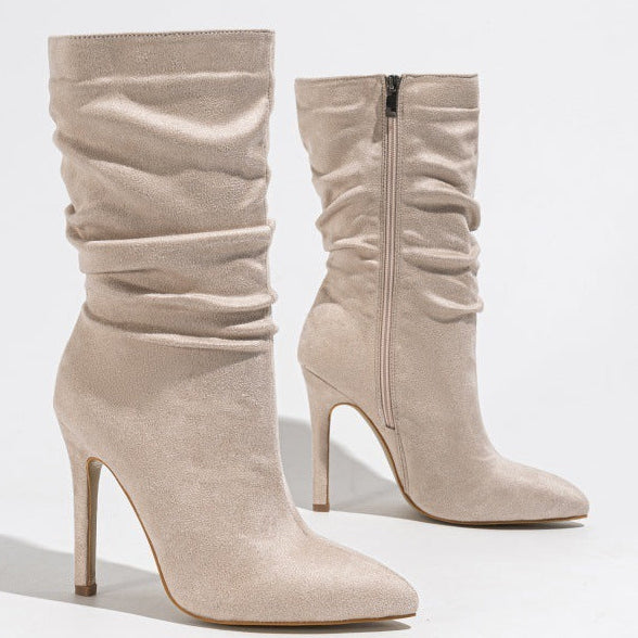 Bottes Mi-hautes Pointues Froncées