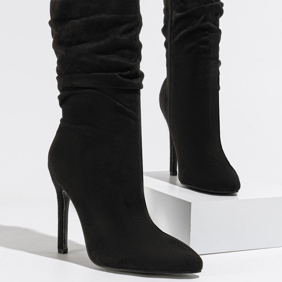 Bottes Mi-hautes Pointues Froncées