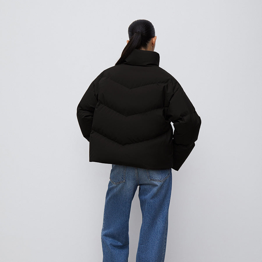 Doudoune blanche à col montant zippée