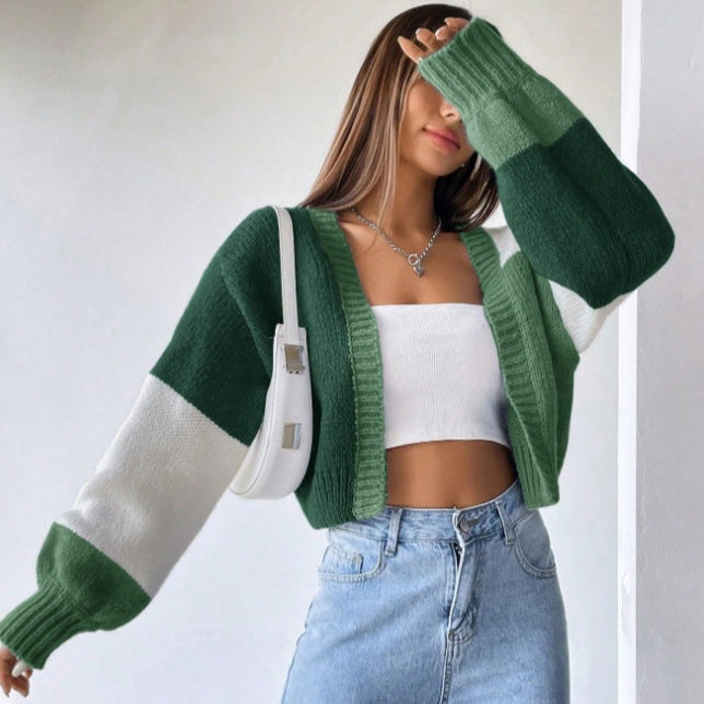 Cardigan Long Bicolore Décontracté