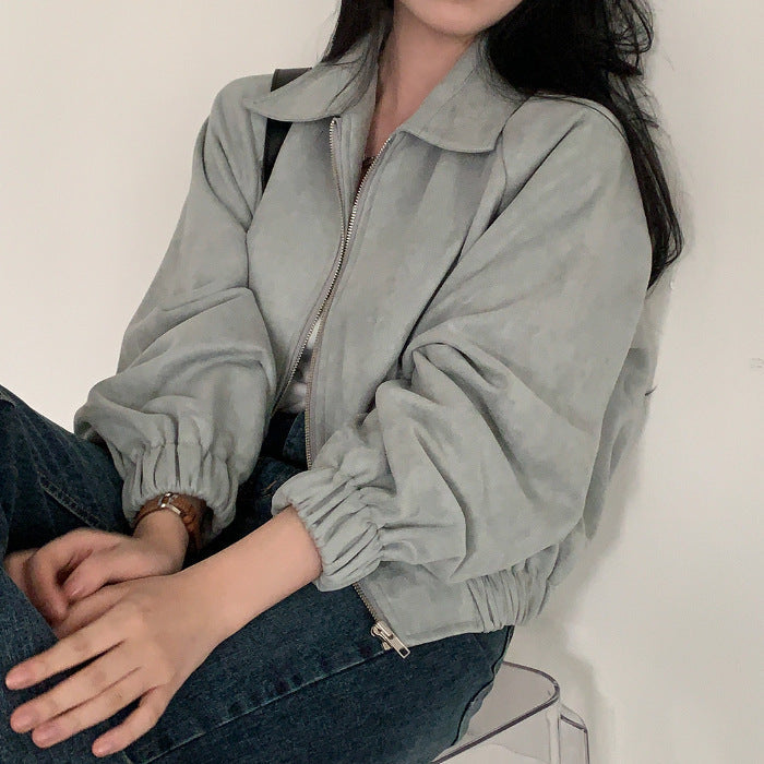 Veste courte vintage en suédine