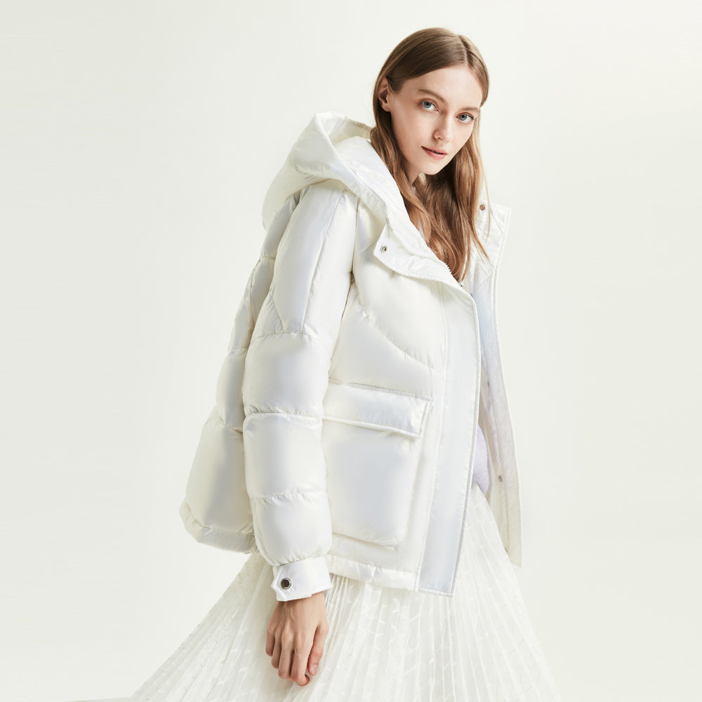 Doudoune courte à capuche femme