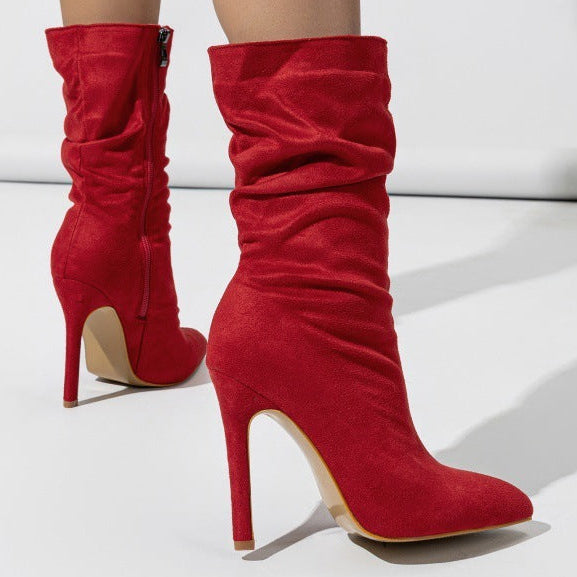 Bottes Mi-hautes Pointues Froncées