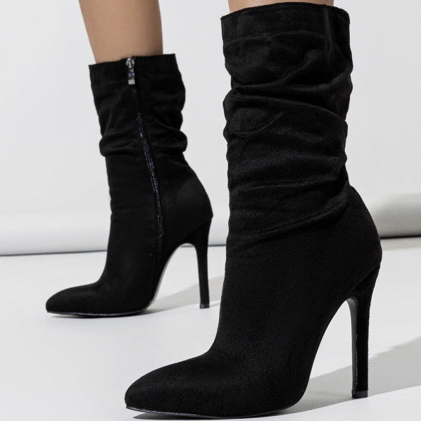 Bottes Mi-hautes Pointues Froncées