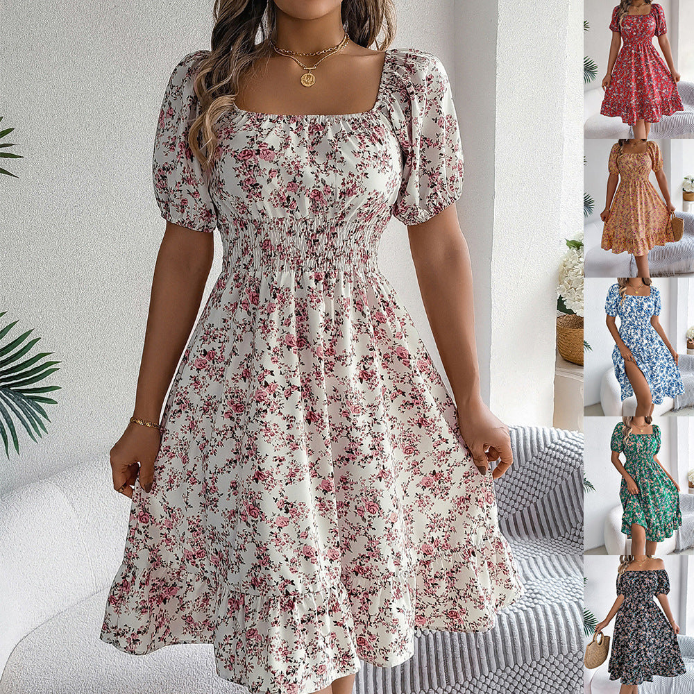 Robe Été Florale à Volants Élégante