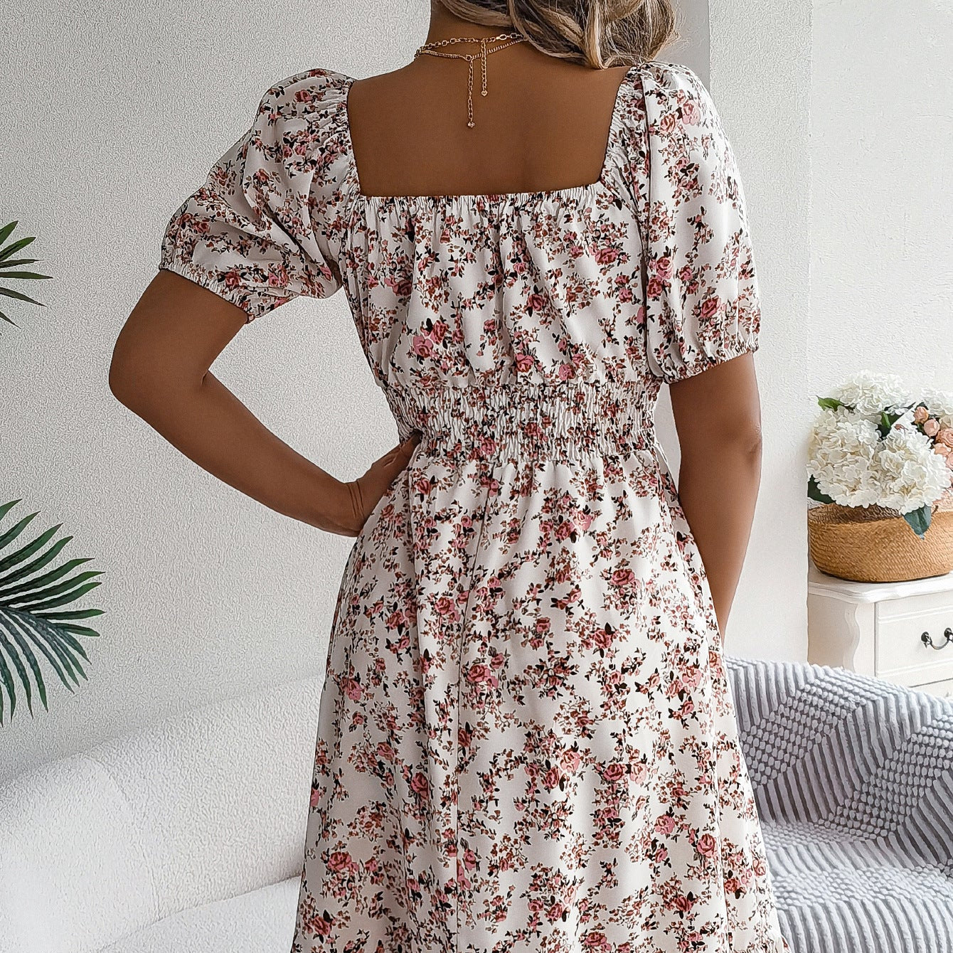 Robe Été Florale à Volants Élégante