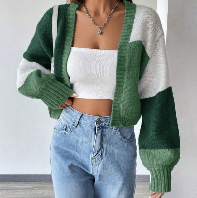 Cardigan Long Bicolore Décontracté