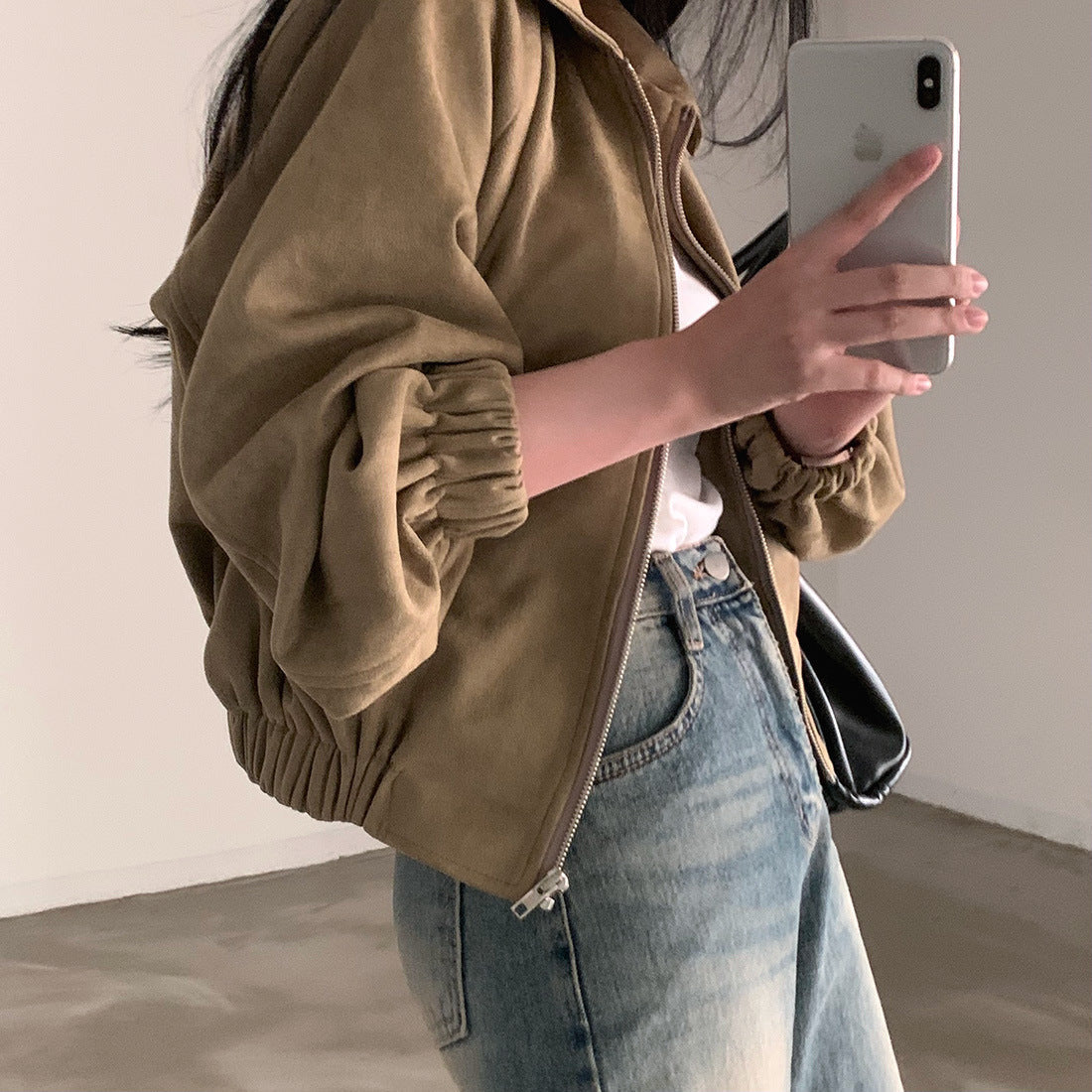 Veste courte vintage en suédine