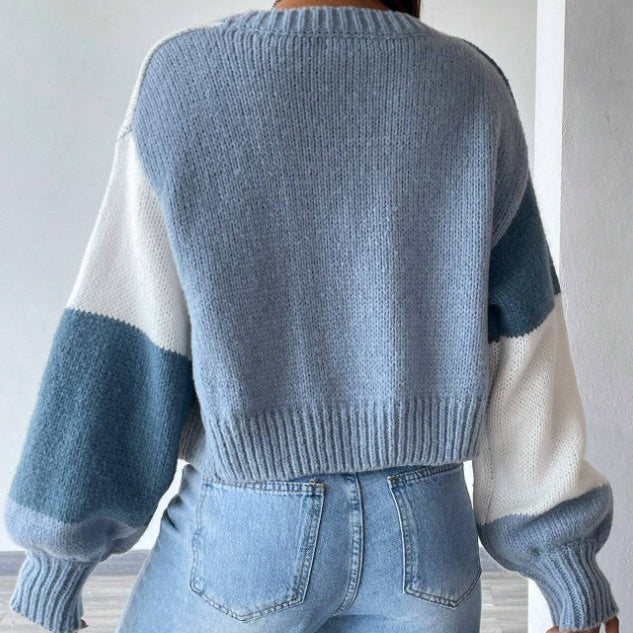 Cardigan Long Bicolore Décontracté