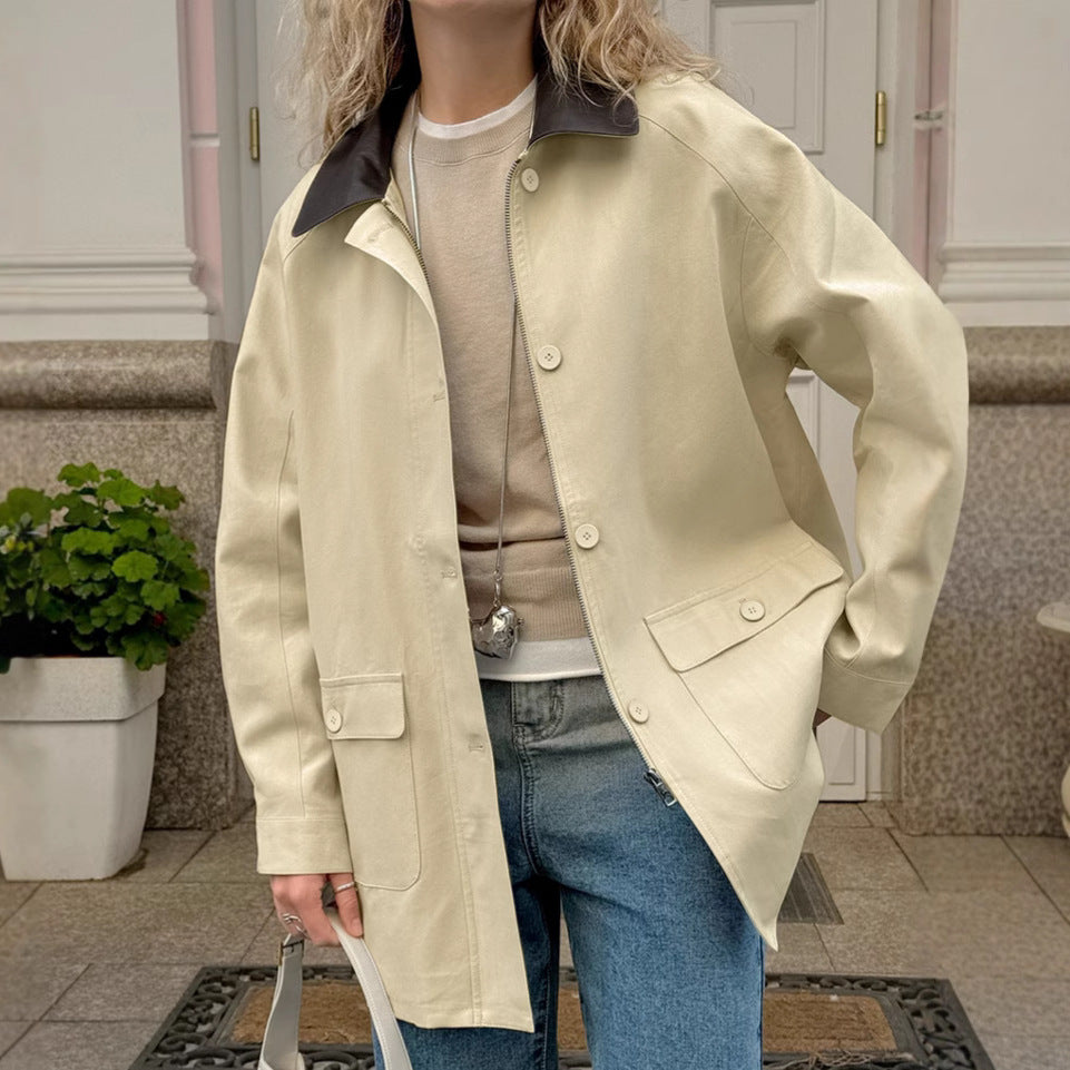 Veste décontractée bicolore en coton