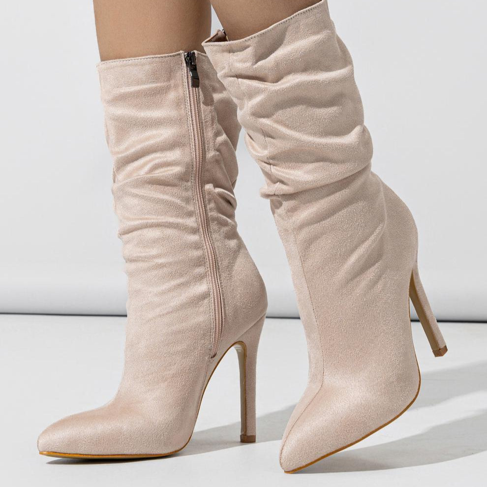 Bottes Mi-hautes Pointues Froncées