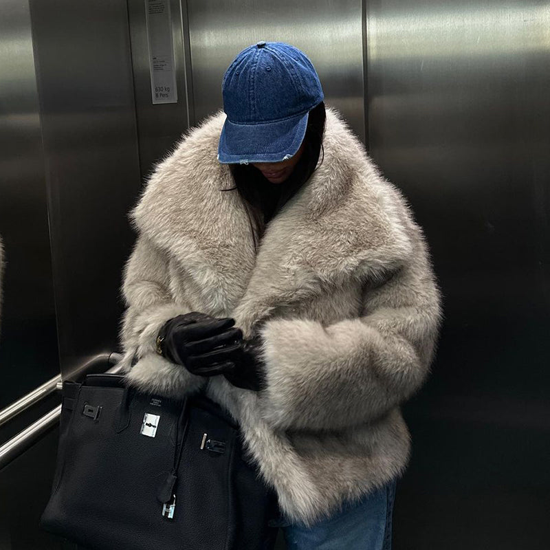 Manteau en Peluche d'Hiver Chic